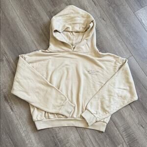 Peoplehood Beige Cropped Hoodie Cotton Size M
